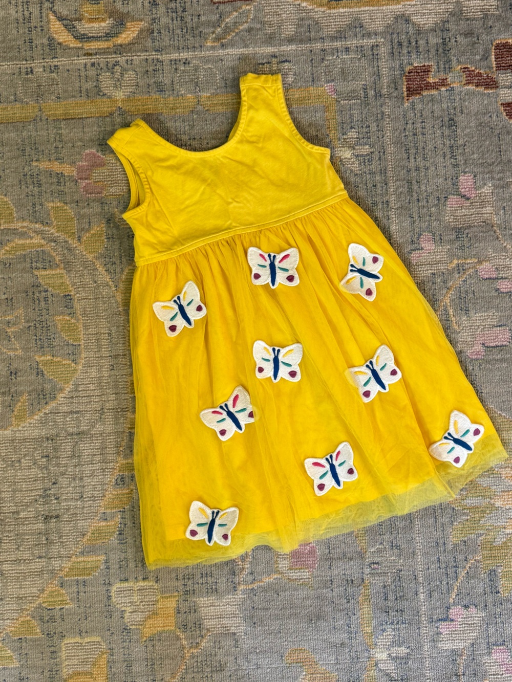 Girls Hanna Andersson Yellow Butterfly Tulle Sundress Sleeveless